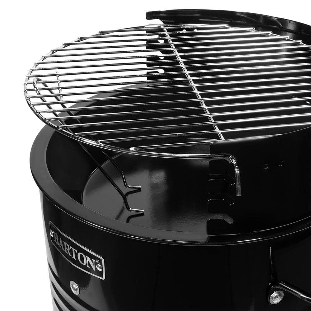 XtremepowerUS MultiFunction Charcoal Barrel Vertical Grill BBQ Mountain Cooker Smoker in Black with Cover and BuiltIn Thermometer