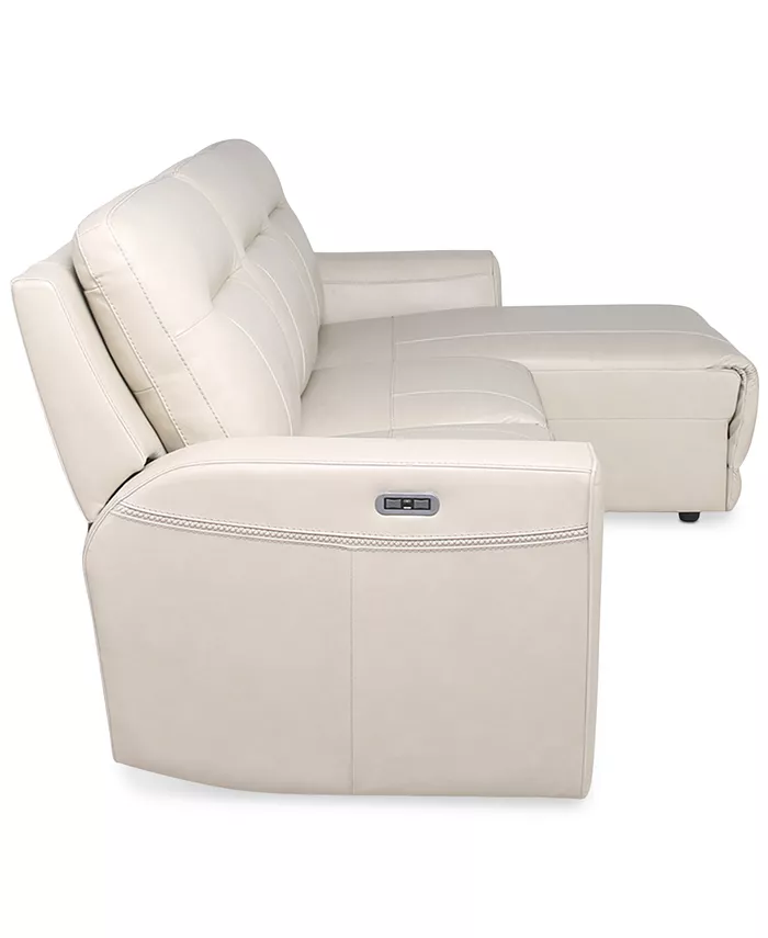 Macy's CLOSEOUT! Blairemoore 3-Pc. Leather Sofa with Power Chaise and 1 Power Recliner