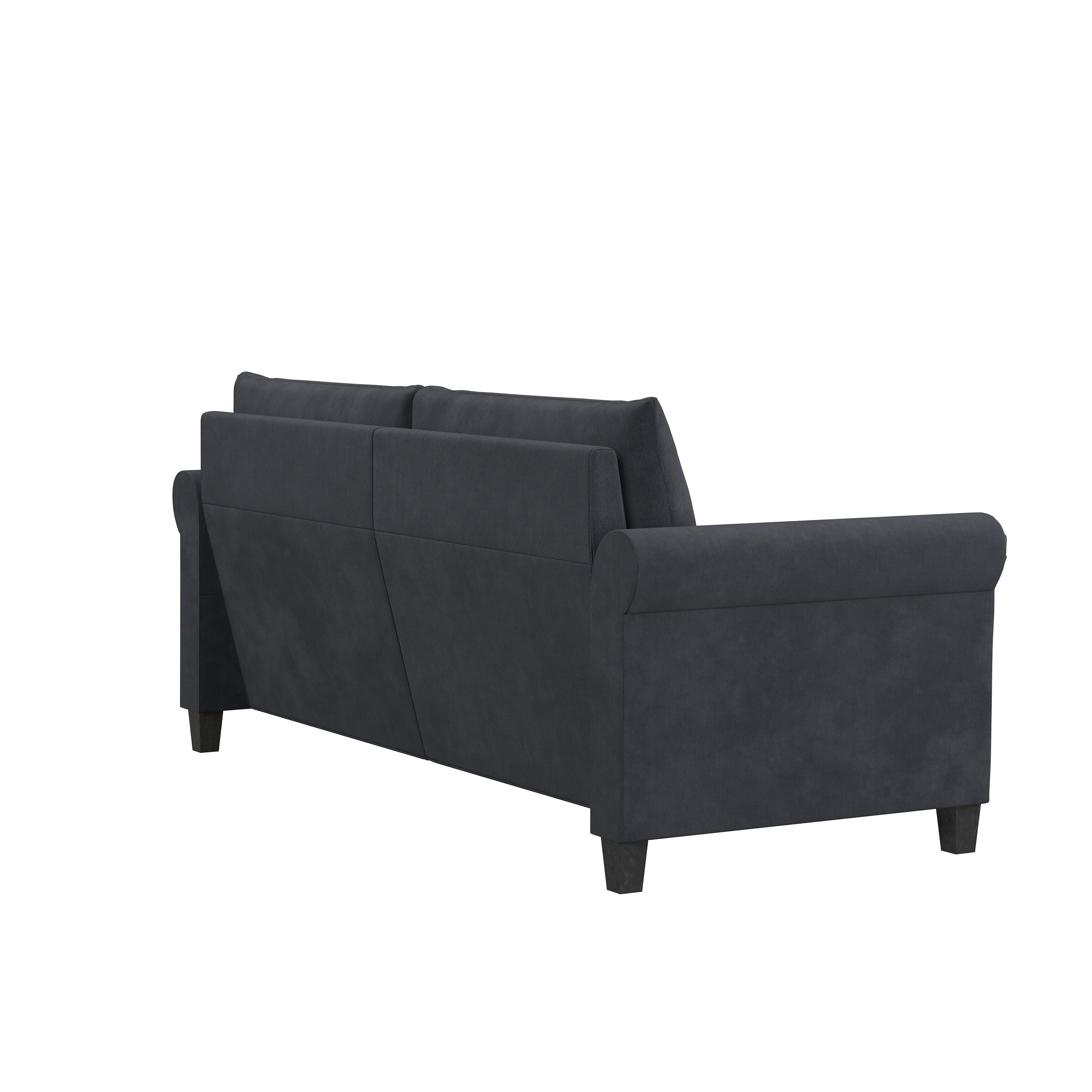 Lifestyle Solutions Fallon Sofa with Nail Head Trim, Charcoal Microfiber