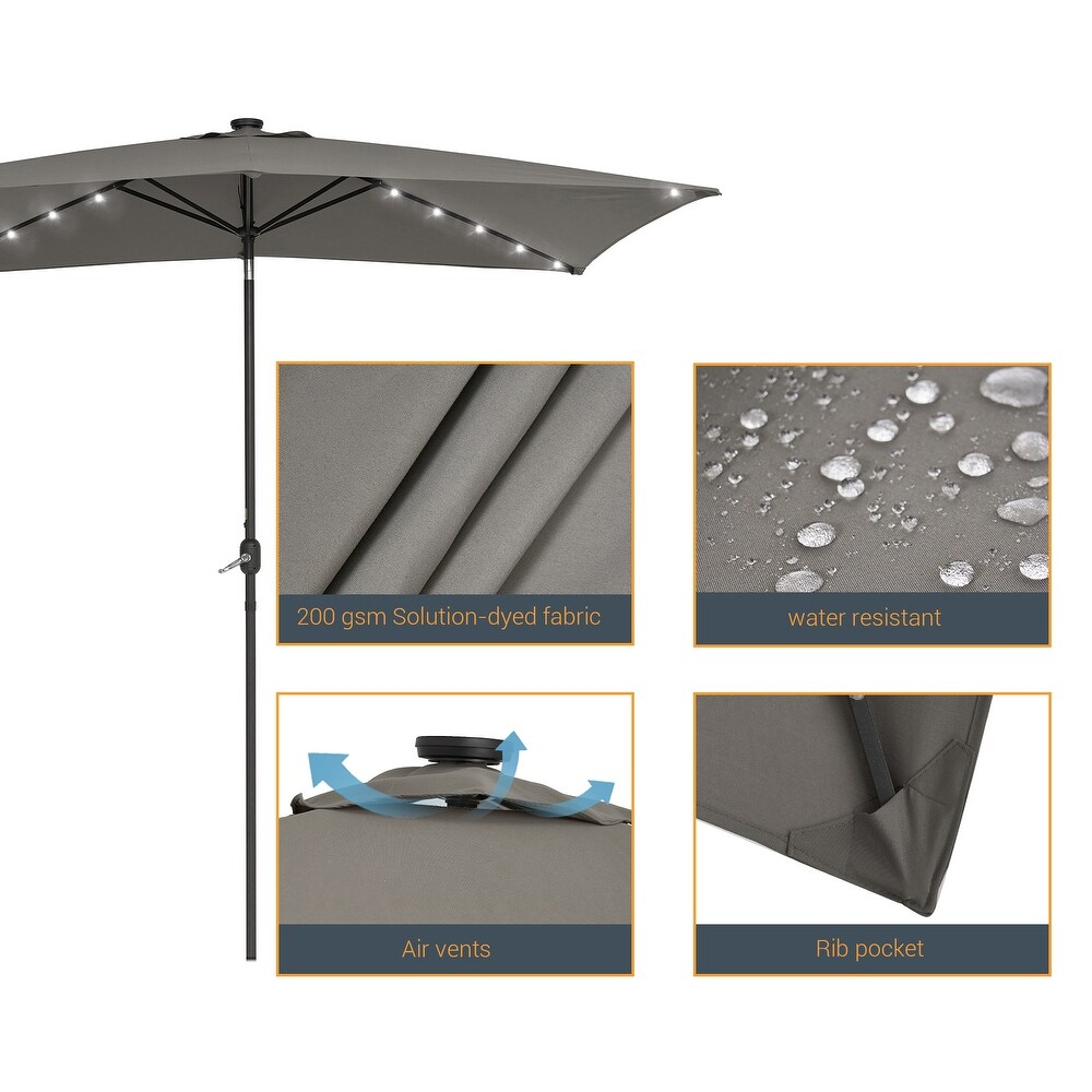 BONOSUKI Outdoor 10 x 6.5ft LED Umbrella Patio Market Table Umbrella