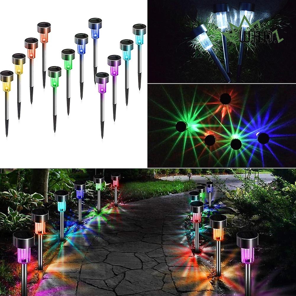 2pcs Multicolor Solar Lights Waterproof Solar Garden Light Led Landscape Pathway Light Solar Powered For Walkway Yard Lawn Lamp