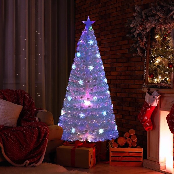 Costway 5FT/6FT/7FT PreLit Fiber Optic Christmas Tree Decor