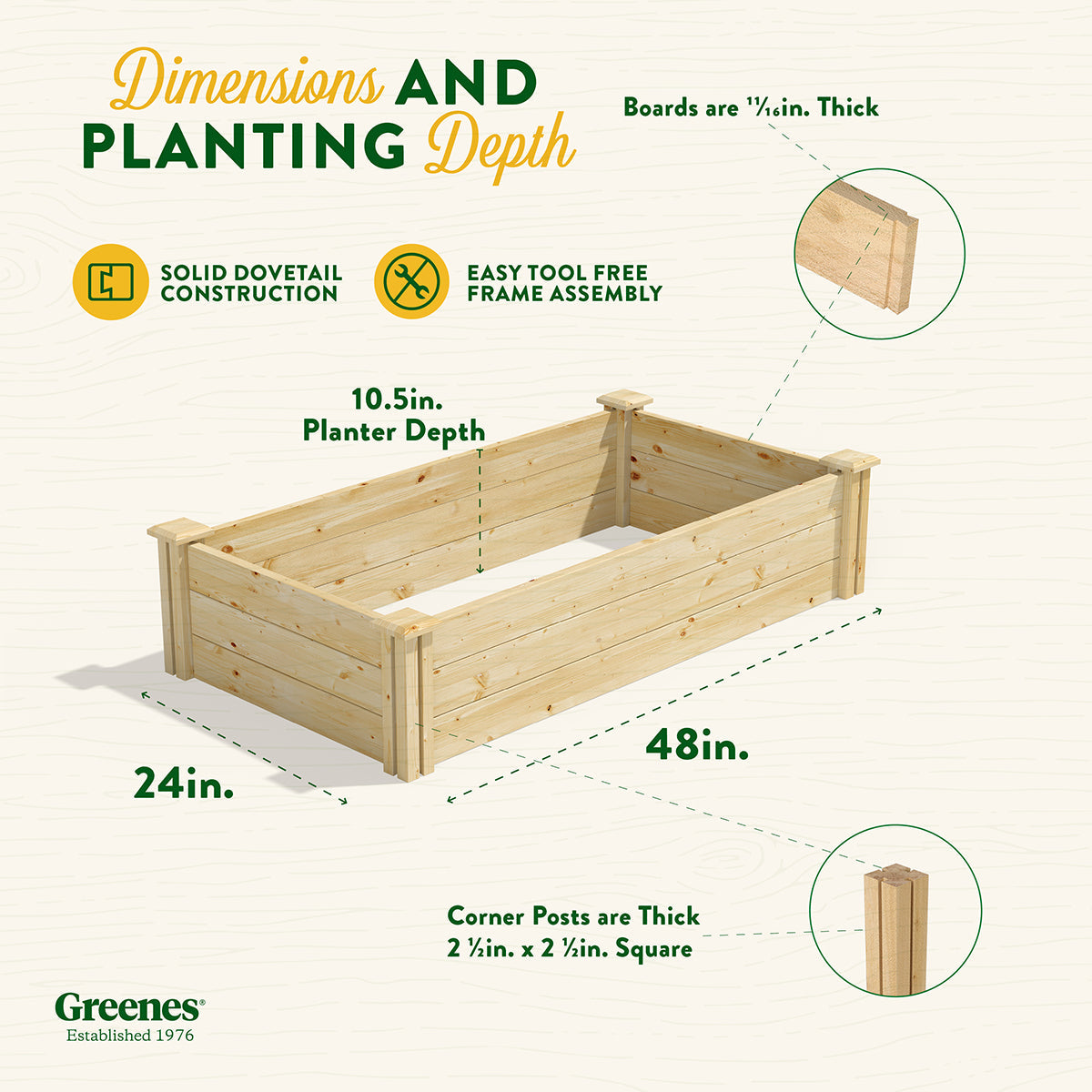 Greenes Fence 2' x 4' x 10.5" Beige Pine Raised Garden Kit