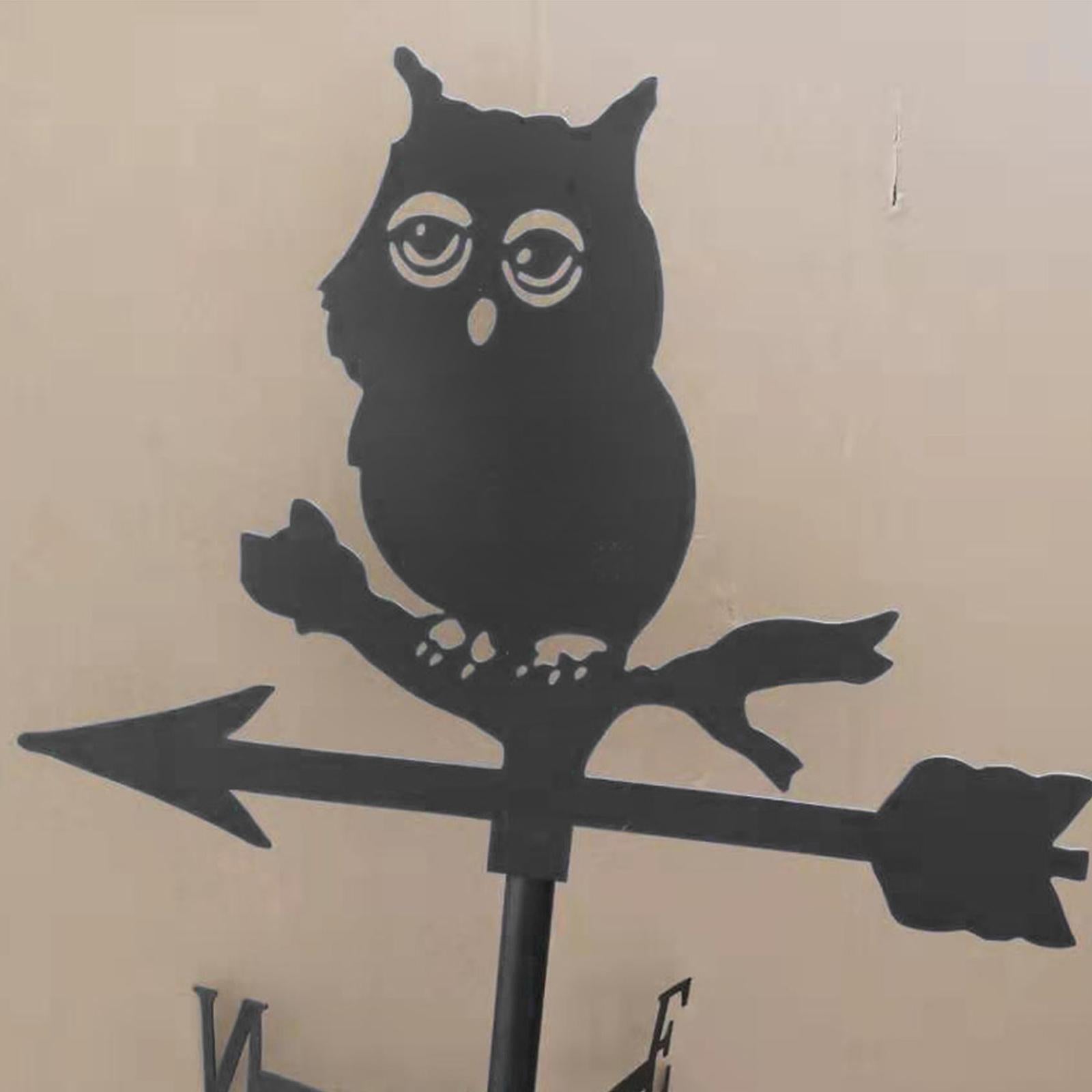 Roof Weather Vane with Animal Silhouette Statue Decorative Farm Scene Owl