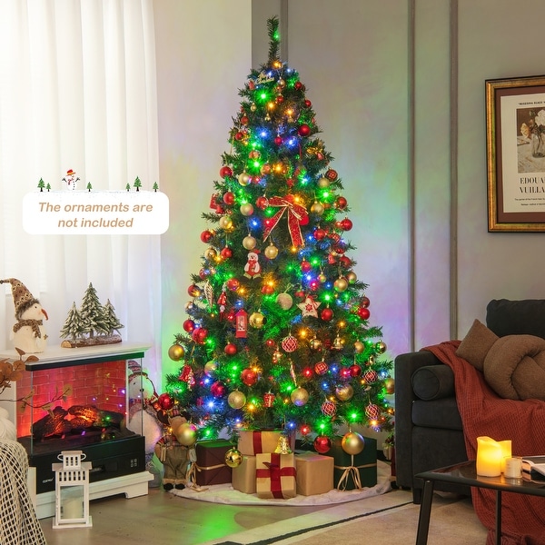 Costway 6FT/7FT PreLit Hinged Christmas Tree with 260/350 MultiColor