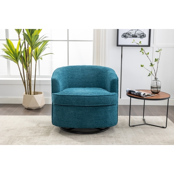 Swivel Barrel Chair Leisure Arm Chair Swivel Barrel Chair Round Accent Sofa Lounge Armchair for Livingroom， Lake Blue