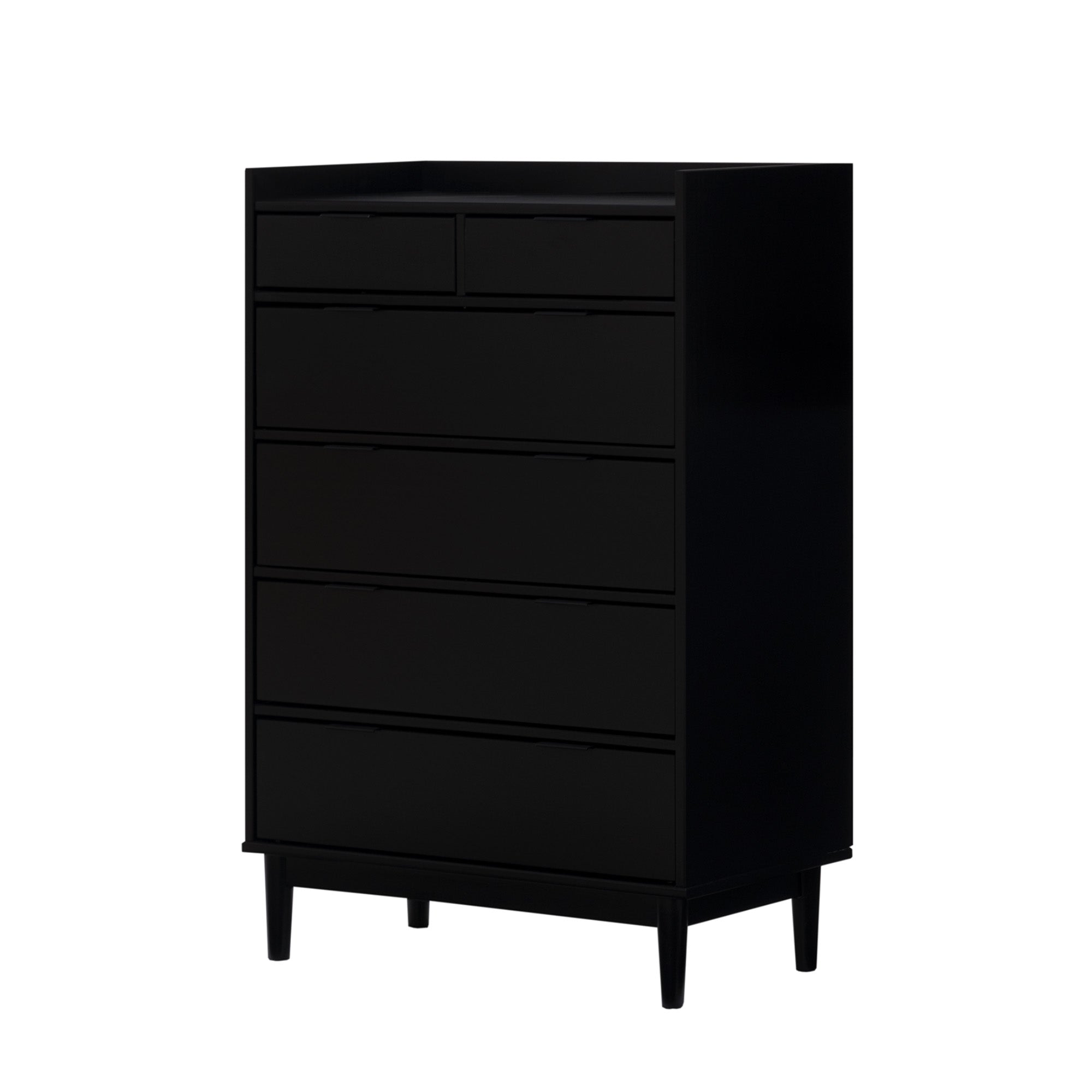 Manor Park Mid-Century Modern 6-Drawer Wood Dresser, Solid Black