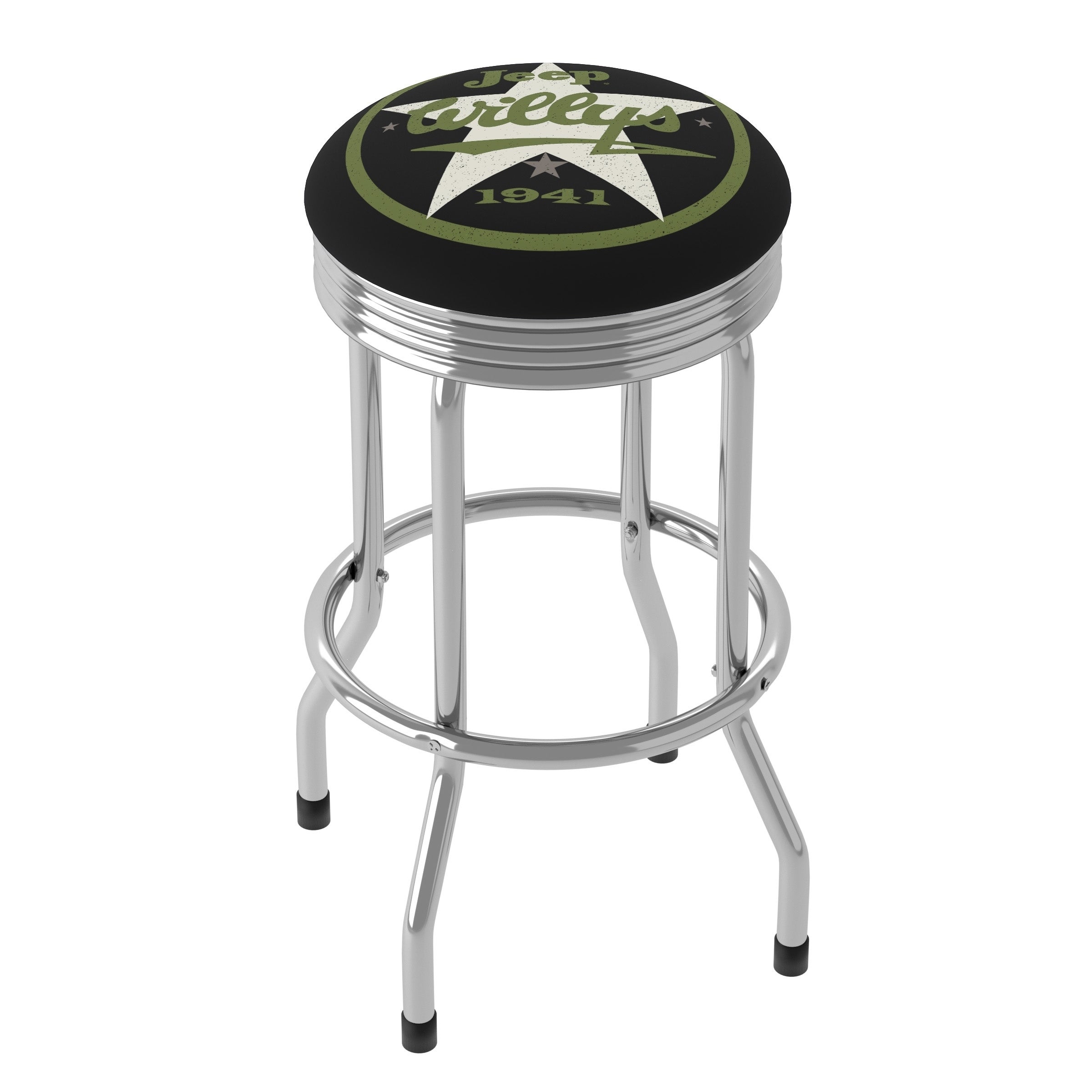 Jeep Willys 1941 360 Degree Swivel Barstool with Foam Padded Seat - 20.75 x 20.75 x 29