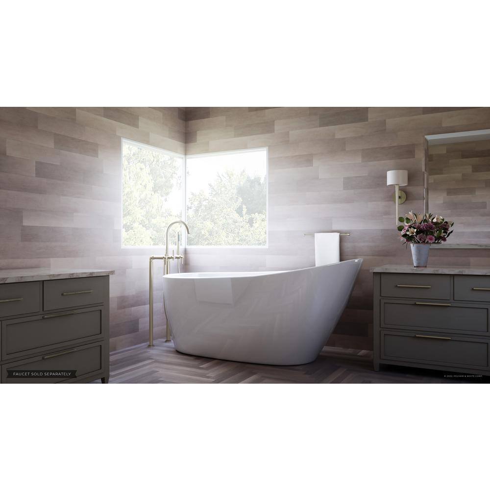 PELHAM  WHITE W-I-D-E Series Wakefield 60 in. Acrylic Slipper Freestanding Tub in White Drain in white PW82084-W