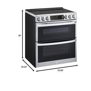 LG 7.3 cu. ft. Smart Double Oven Slide-In Electric Range with ProBake and InstaView in PrintProof Stainless Steel LTEL7337F