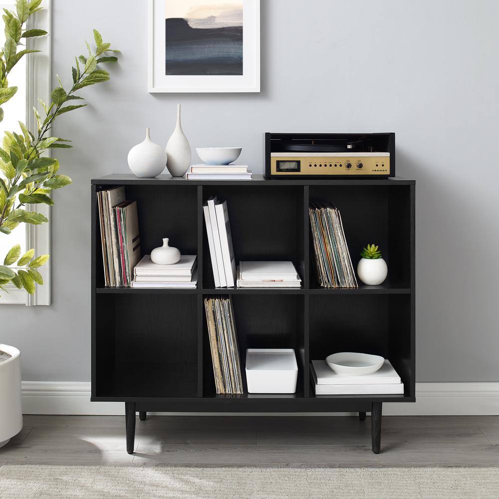 CROSLEY FURNITURE Liam 36 in. Black Engineered Wood 6-Shelf Accent Bookcase CF1121-BK