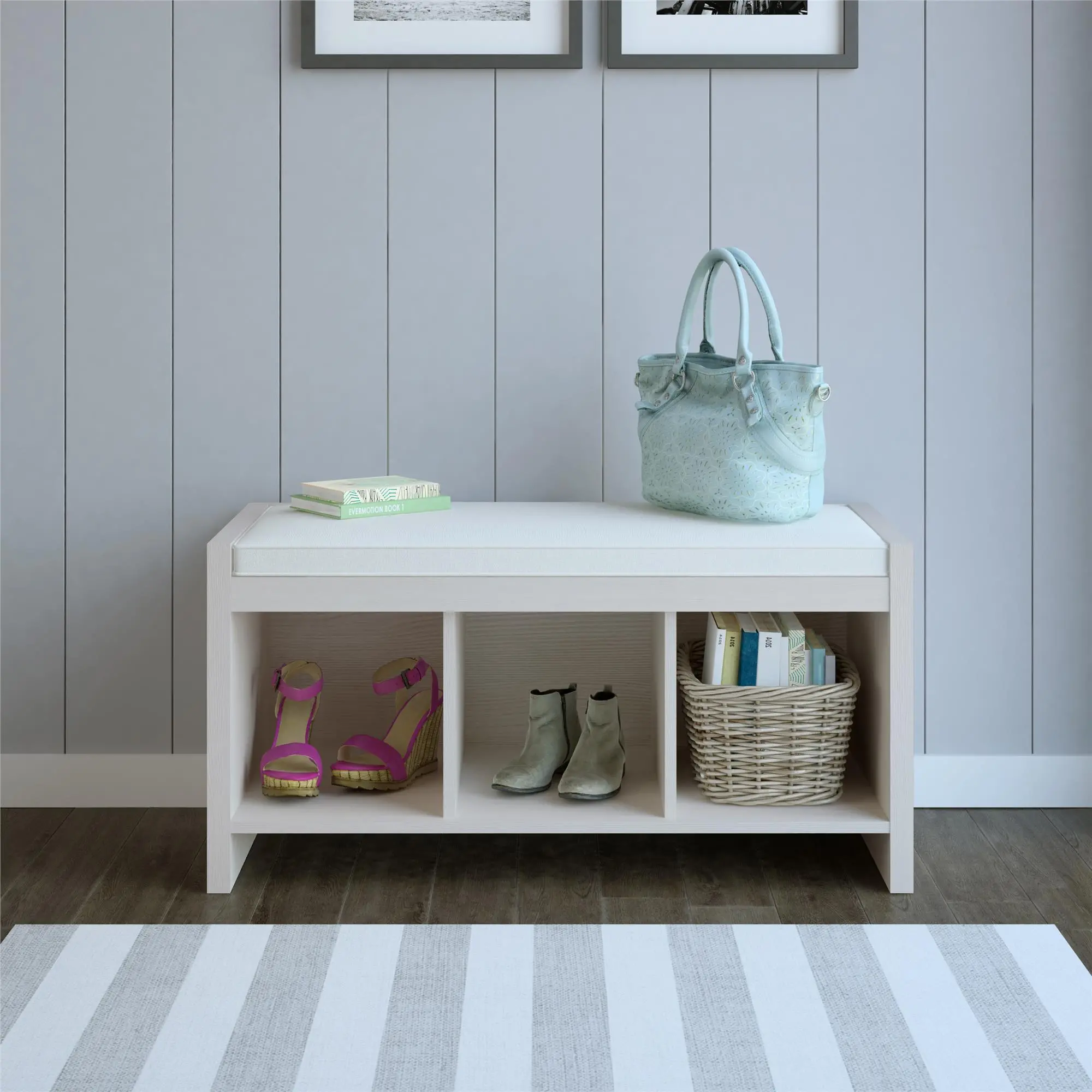 Penelope Ivory Entryway Storage Bench