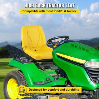 VEVOR Universal Tractor Seat Industrial High Back PVC Lawn and Garden Mower Seat Steel Frame Compact Forklift Seat in Yellow GBZYJOHNDEEREOBRWV0