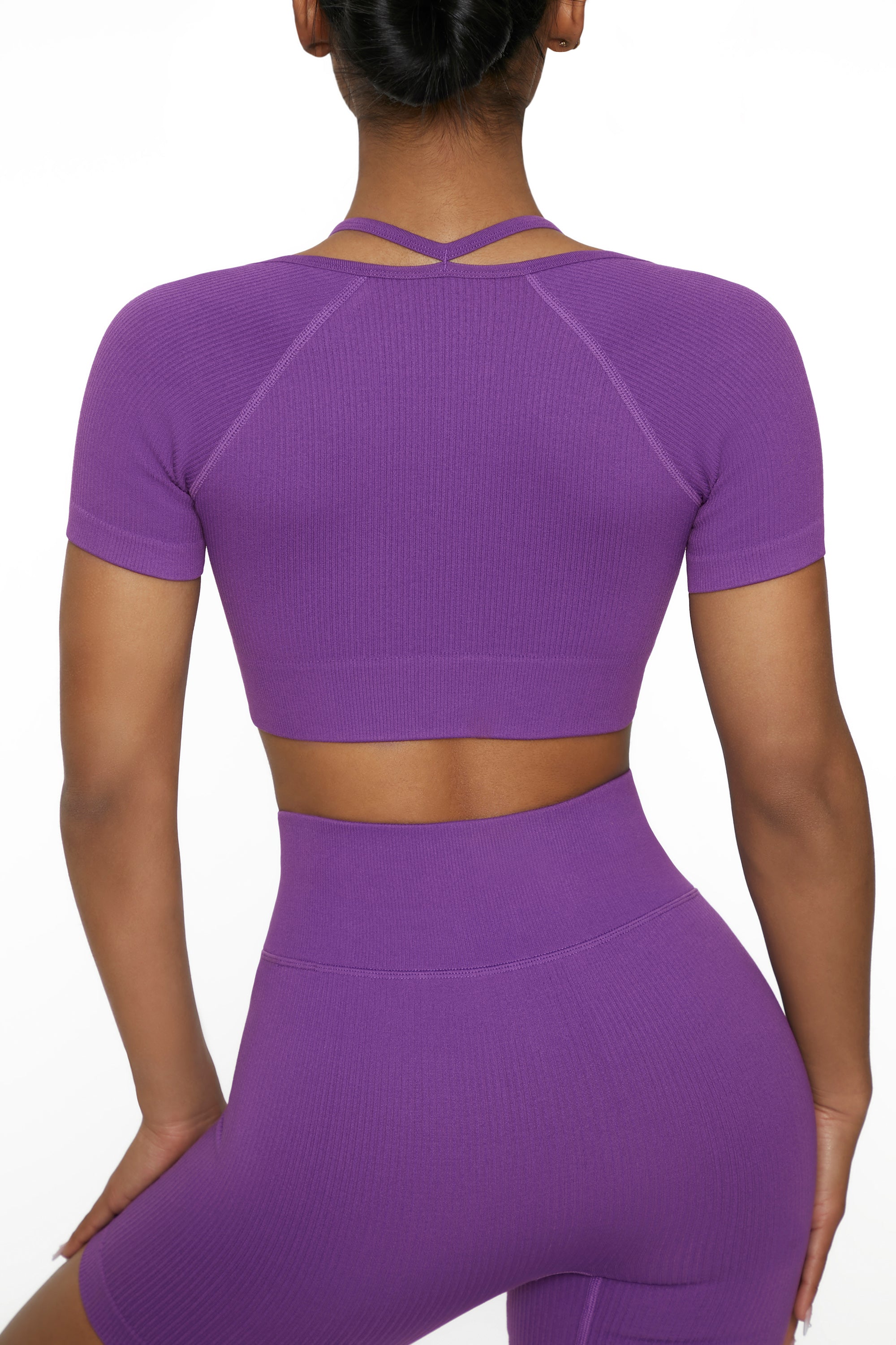 High Energy - Short Sleeve Crop Top in Purple