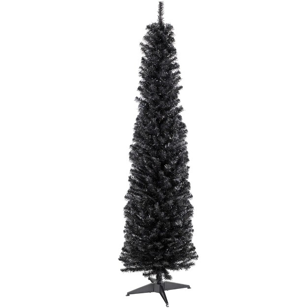 Northlight 6' Charcoal Brown Iridescent Slim Artificial Tinsel Halloween Tree， Unlit