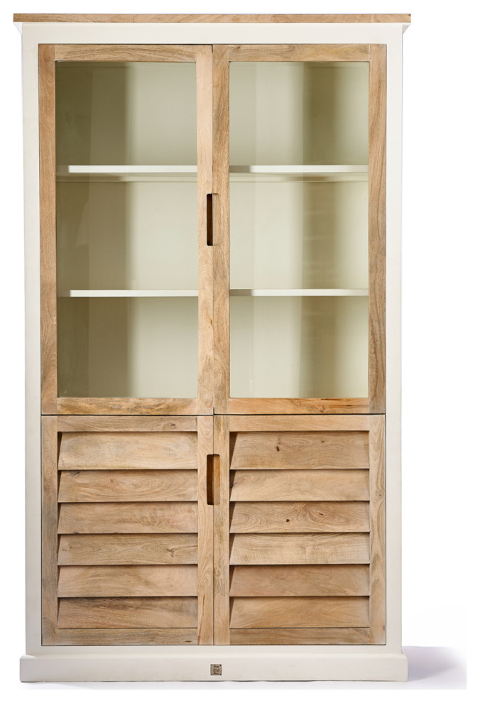 Wooden Glass Door Cabinet  Rivi√®ra Maison Pacifica   Transitional   Accent Chests And Cabinets   by Oroa   Distinctive Furniture  Houzz