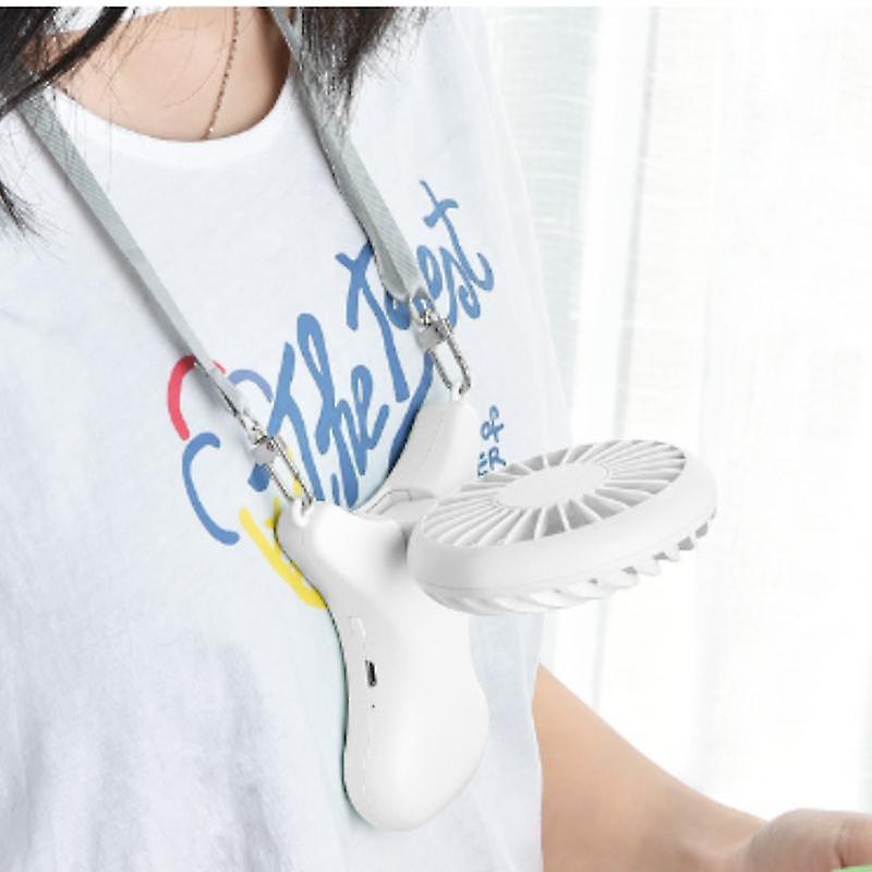 Necklace Fan Personal Fan 2000mah Wearable Fan Mini Handheld Fan 90 Rotating Portable Necklace Fan For Disney White