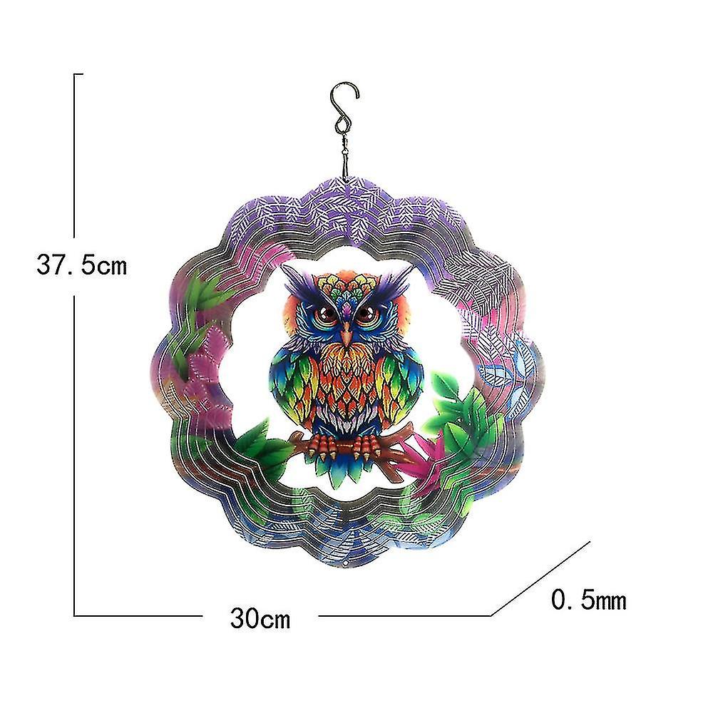 3d Metal Outdoor Garden Decor Wind Spinner (mystical Owl) Garden Crafts Decoration Home Pendant