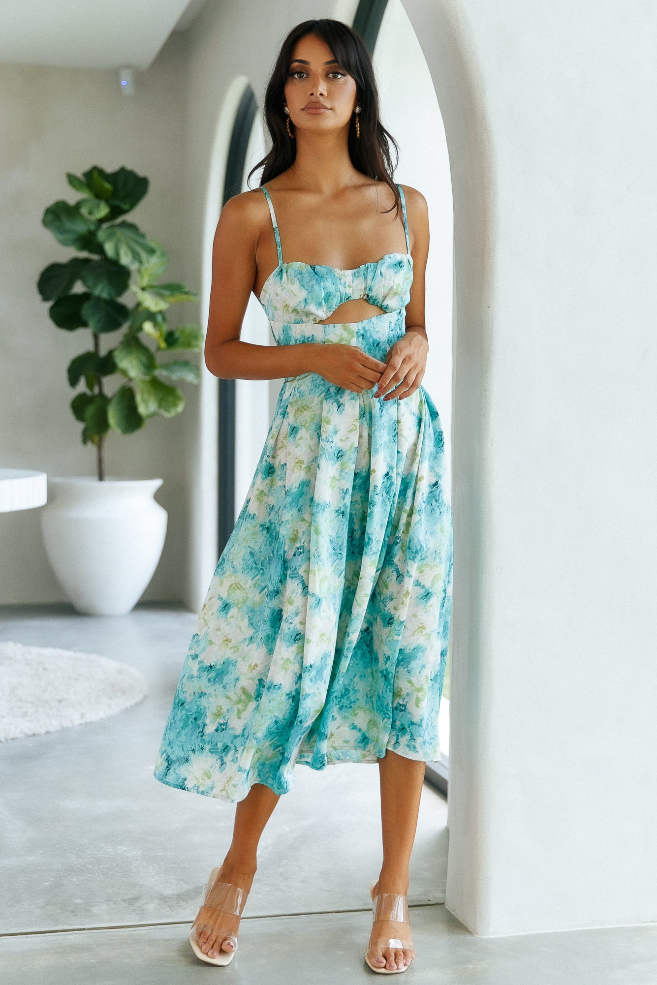 Sunny Skies Midi Dress Aqua