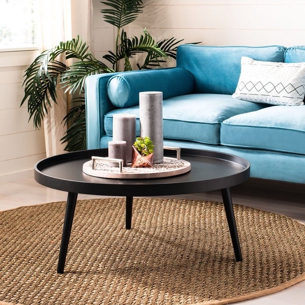 Fritz Modern Round Tray Top Coffee Table， Black