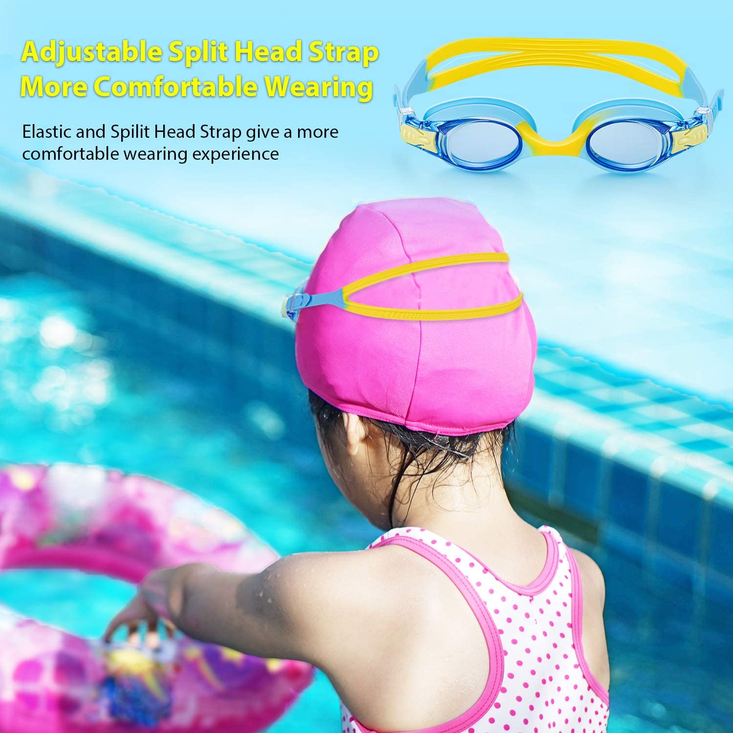 Portzon Unisex-Child Swim Goggles, Anti Fog No Leaking Clear Vision Water Pool Swimming Goggles