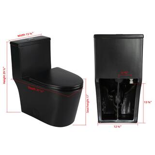 Casta Diva Rough-in 12 in. 1-Piece 0.91.28 GPF Dual Flush Elongated Skirted Toilet in Black Seat Included CD-T002