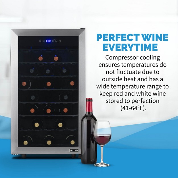 Newair Freestanding 50 Bottle Compressor Wine Fridge In Stainless Steel Adjustable Racks And Exterior Digital Thermostat