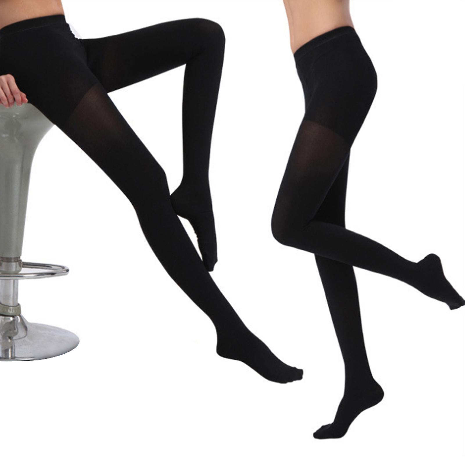 Men and Women Compression Stockings Thigh High Close Toe Pantyhose Pain Relief Socks Black M