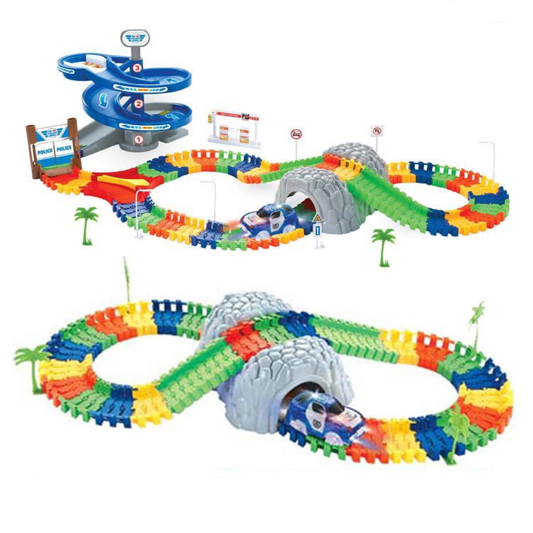 Flexible Track Car Police 118 Pcs Mundo Toys Rotary Tunnel  - Gift for Toddler Boys 3 4 5 Years