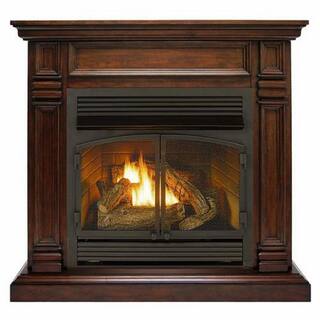 Duluth Forge 44 in. Ventless Dual Fuel Gas Fireplace in Walnut with Thermostat 170163