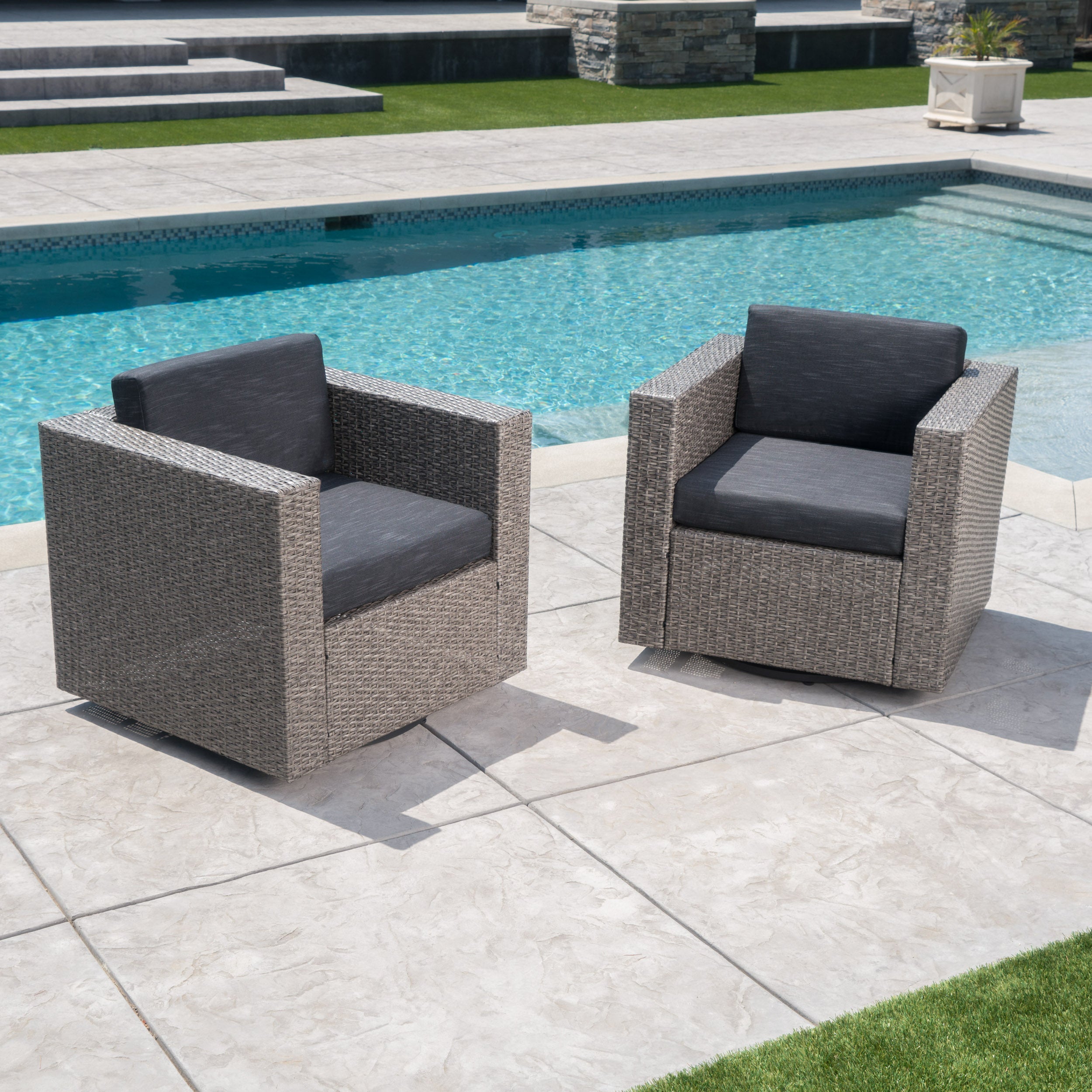 Venice Outdoor Wicker Swivel Club Chair with Water Resistant Cushions