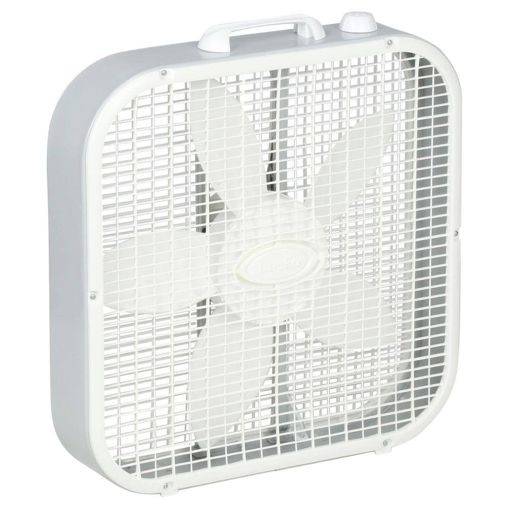 Lasko Save-Smart Energy Efficient 20 in. 3 Speed White Box Fan with Built-In Carry Handle 3733