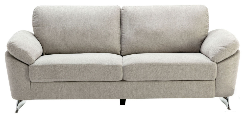 Luis 84 quotSofa  Light Gray Polyester  Pillow Top Arms  Metal Legs   Midcentury   Sofas   by VirVentures  Houzz