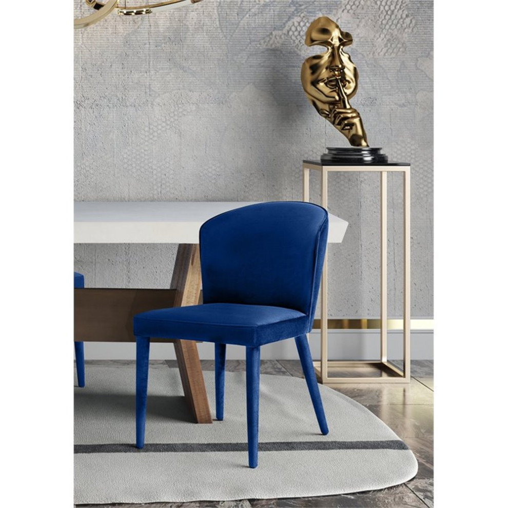 TOV Furniture Metropolitan 19.5 quotTransitional Velvet Dining Chair in Navy   Midcentury   Dining Chairs   by TOV Furniture  Houzz