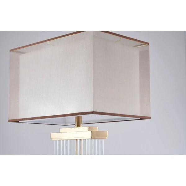 Gold Metal Table Lamp With Glass Rods And Shade