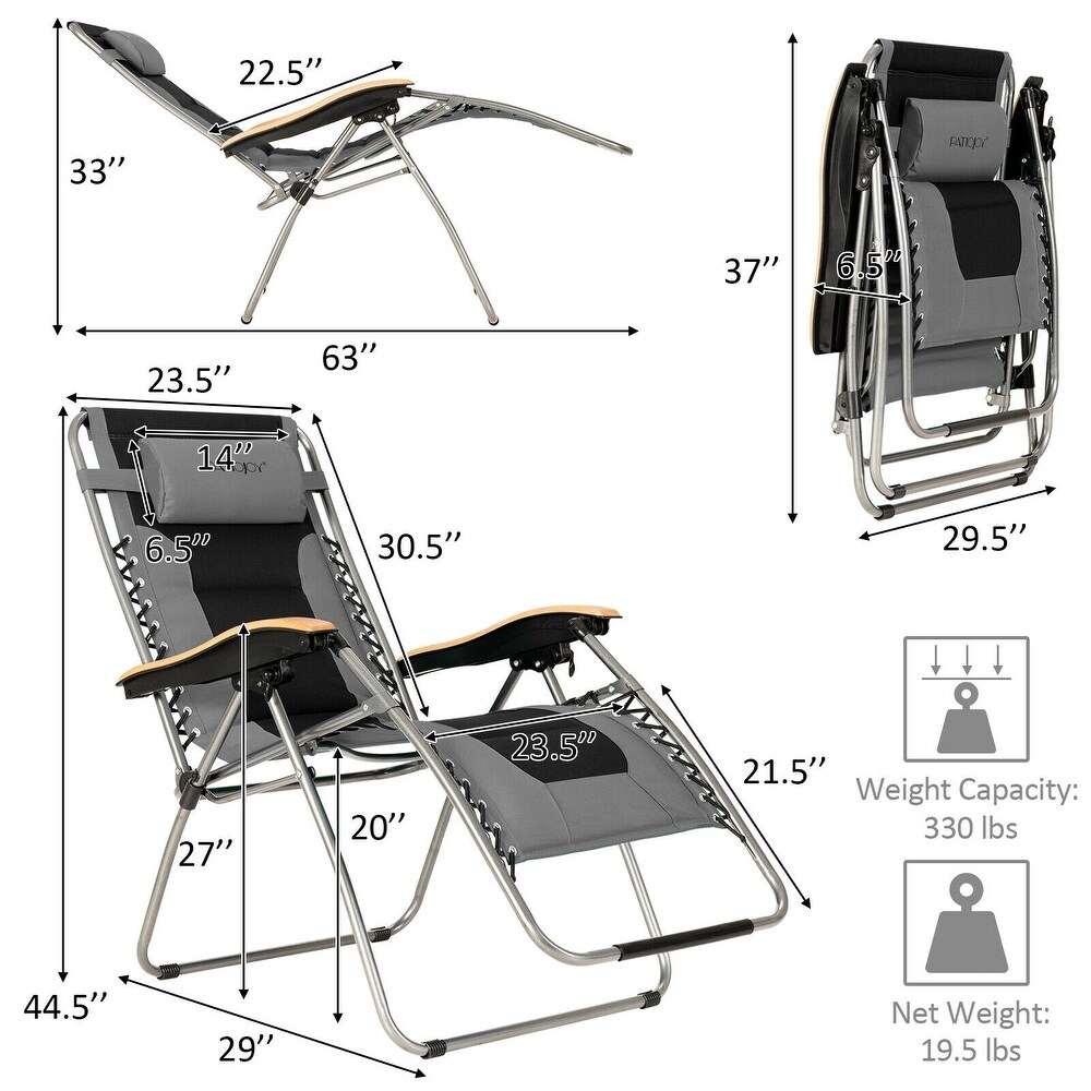 Oversize Folding Adjustable Padded Zero Gravity Lounge Chair