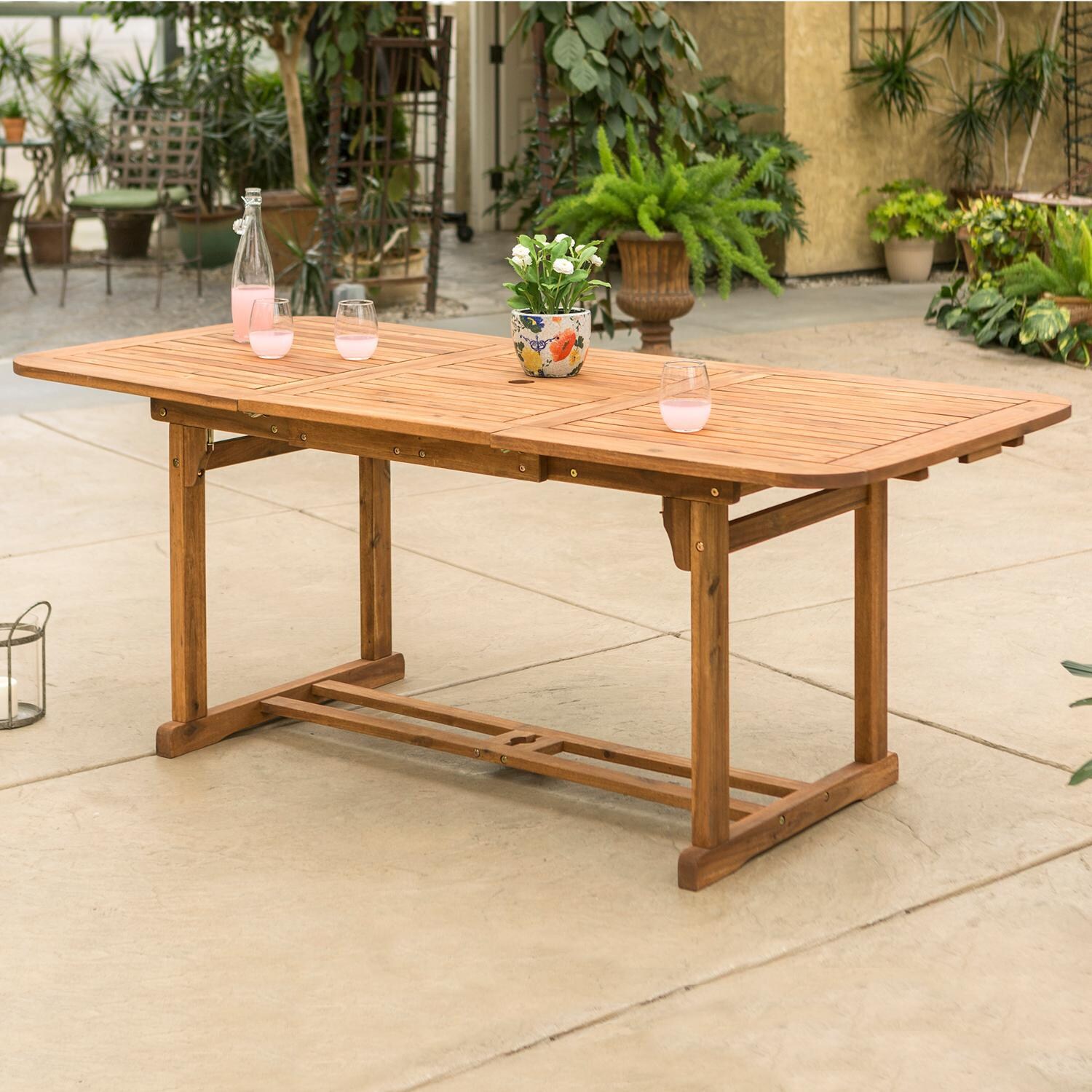 Ultimate Patio Horizon Way 55 X 35 Inch Rectangular Brown Acacia Patio Dining Table W/ Extension