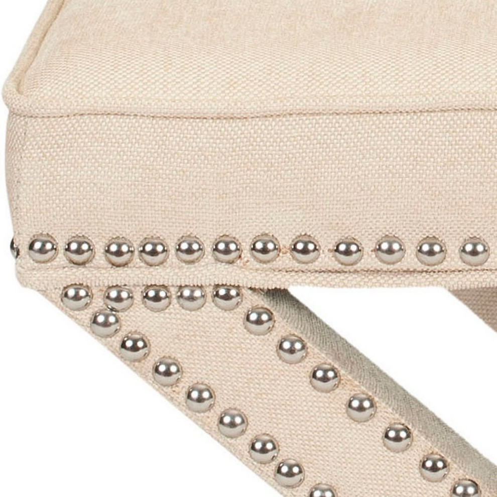 Arnold Ottoman Silver Nail Heads Taupe   Modern   Footstools And Ottomans   by Virgil Stanis Design  Houzz