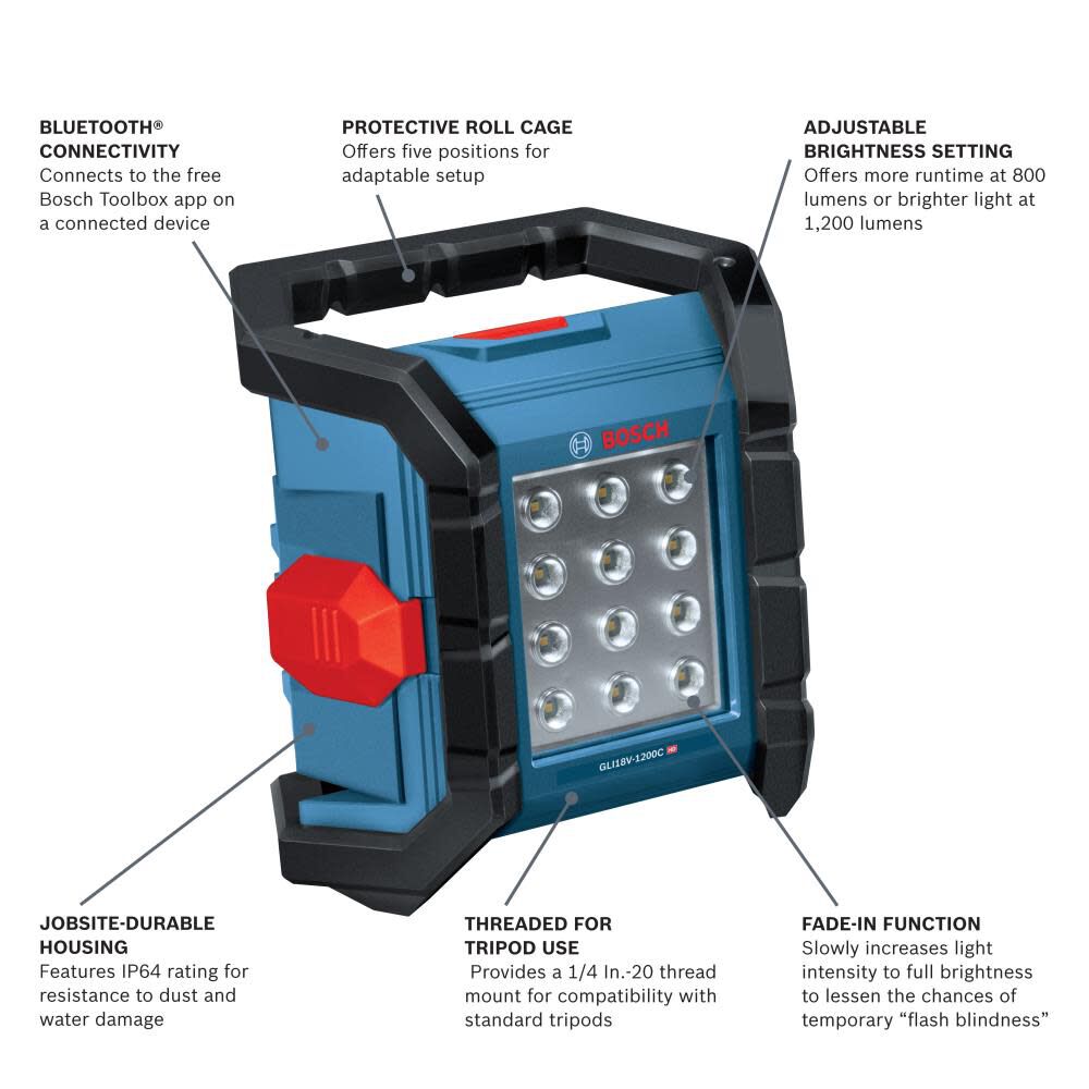 Bosch 18V Connected LED Floodlight (Bare Tool) GLI18V-1200CN from Bosch