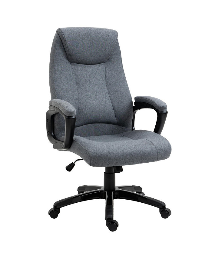 Vinsetto Fabric Home Office Chair Computer Desk Chair with Tilt Function Executive Chair with 360anddeg; Swivel Adjustable Height Padded Armrests and Headrest Gray