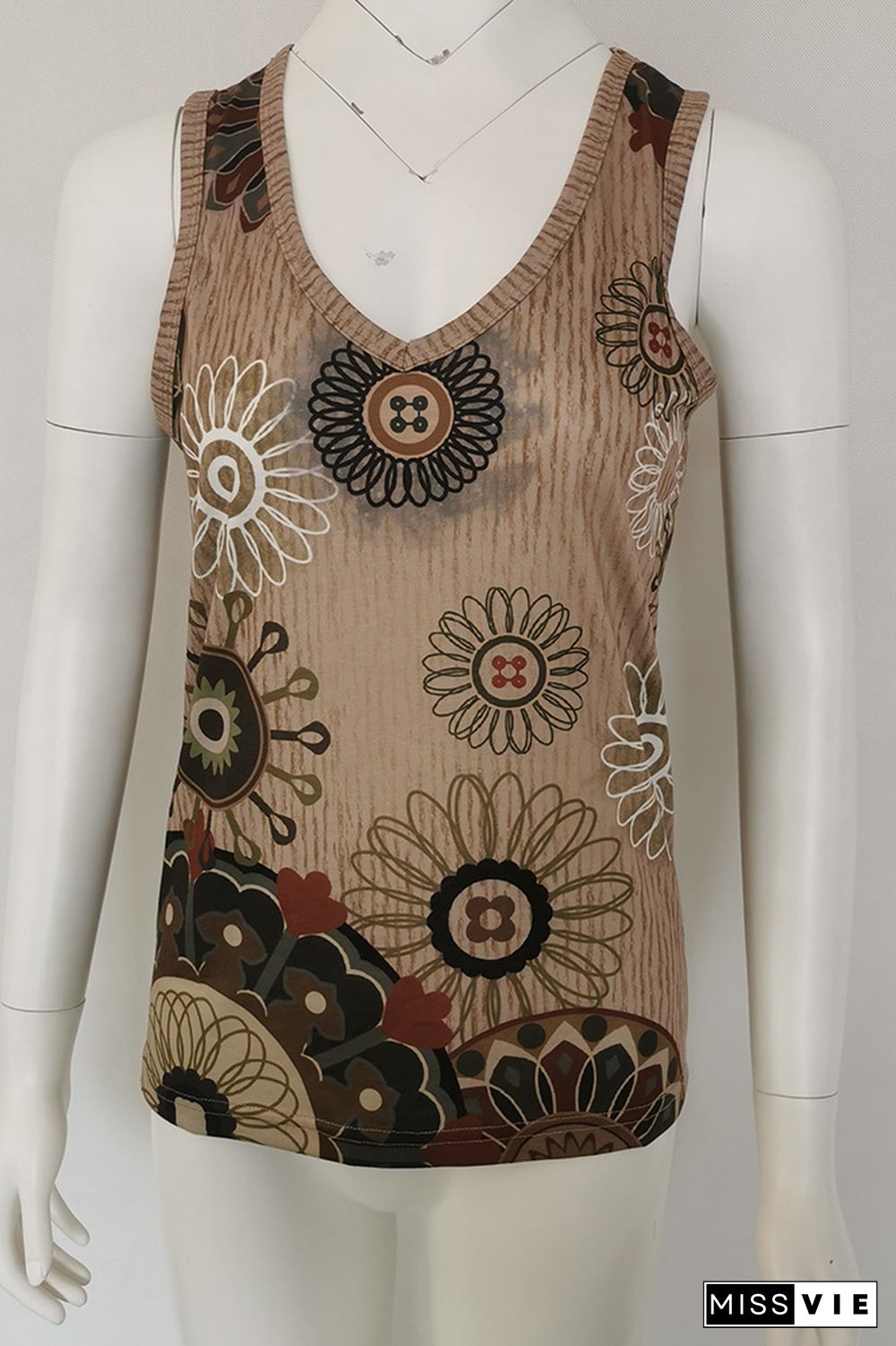 Ethnic Pattern V Neck Tank Top