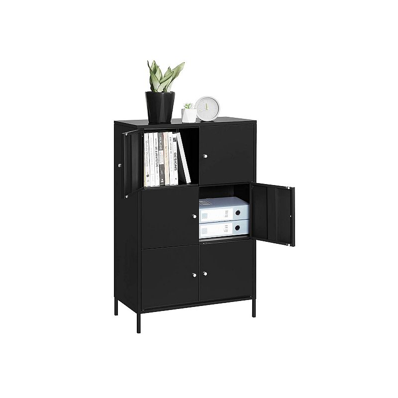 Storage Cabinet， 3-Tier Metal Office Cabinet， Multipurpose Storage Organiser Stand with 6 Doors