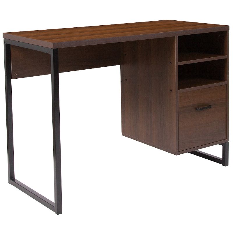 Flash Furniture Northbrook Rustic Coffee Wood Grain Finish Computer Desk