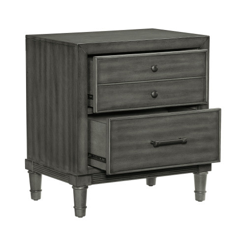 Transitional Style Gray Finish 1pc Nightstand of D...