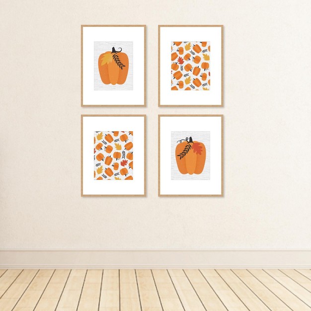 Big Dot Of Happiness Fall Pumpkin Unframed Autumn Halloween And Thanksgiving Linen Paper Wall Art Set Of 4 Artisms 8 X 10 Inches