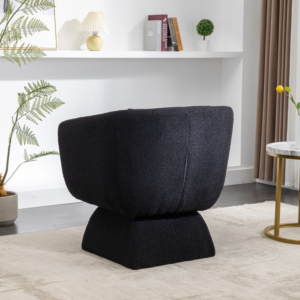 Swivel Accent Chair Comfy Teddy Fabric Padded Seat 360 Degree Club Chair， Leisure Chair with Special Base Design for Living Room