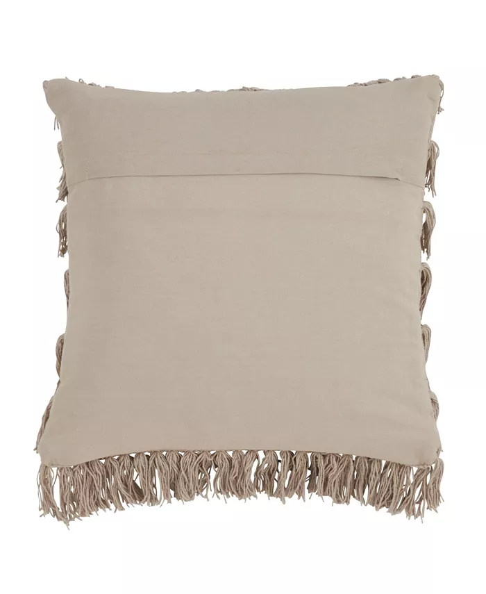 Saro Lifestyle Woven Fringes Decorative Pillow， 18 x 18