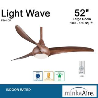 MINKA-AIRE Light Wave 52 in. Integrated LED Indoor Distressed Koa Ceiling Fan with Light with Remote Control F844-DK