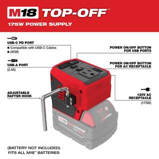 MW M18 18-Volt Lithium-Ion 175-Watt Powered Compact Inverter with 5.0 Ah Battery and Charger 2846-20-48-59-1850