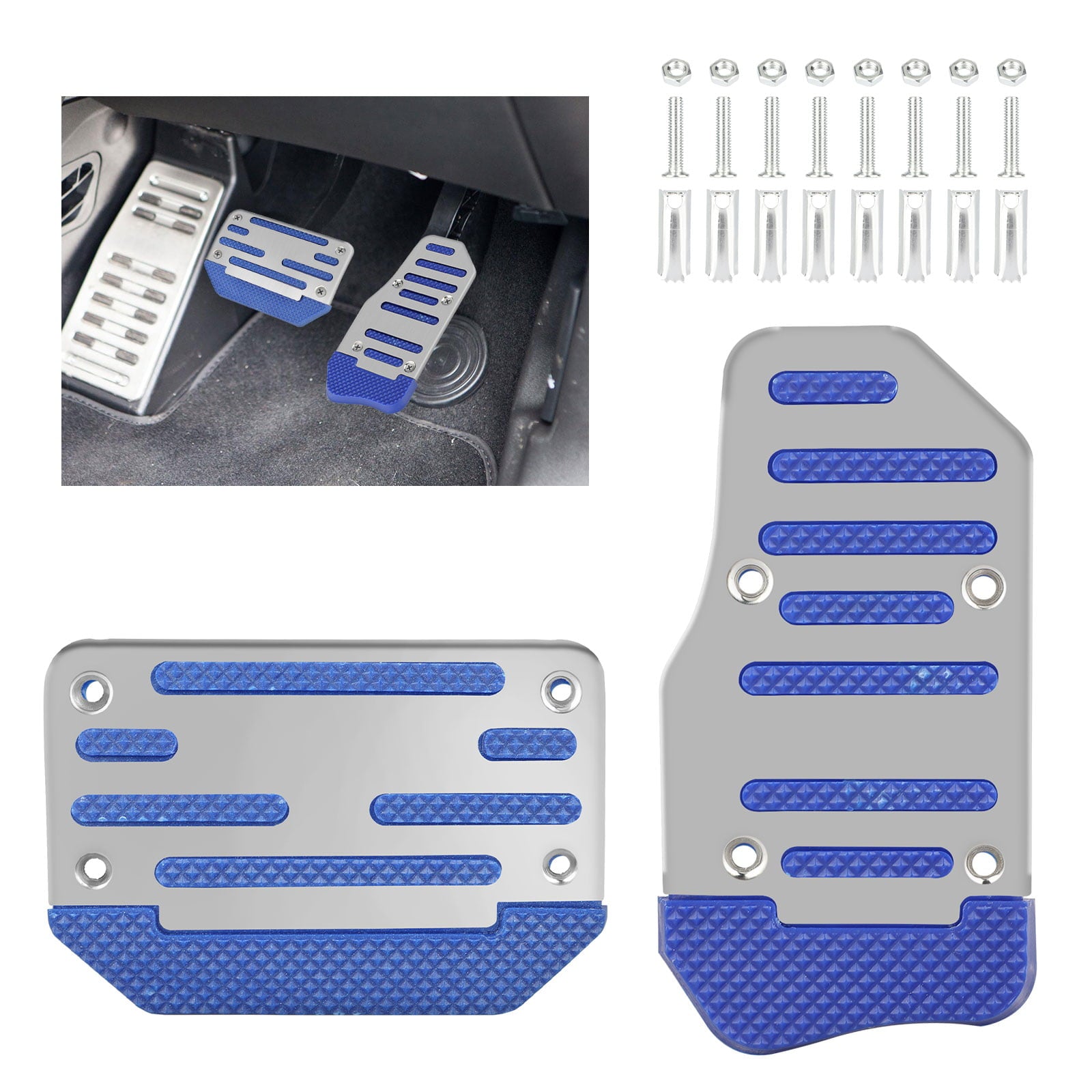 TSV 2pcs Car Gas Brake Pedal Pad Cover， Car Clutch Pads Throttle Brake Pedal， Non-Slip Pedal Pad Footrest Protector， Blue